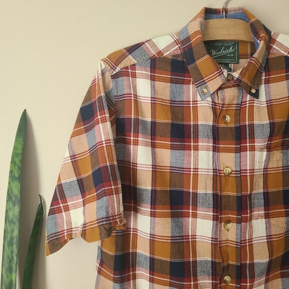 WOOLRICH | Brown & Navy Plaid Buttonup Shirt - Picture 2 of 6